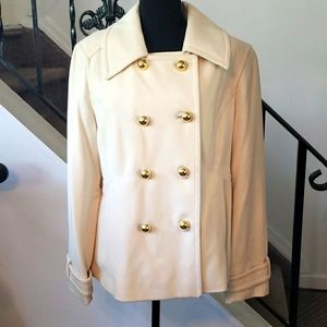 Chadwicks Winter White Wool Pea Coat- Size XL